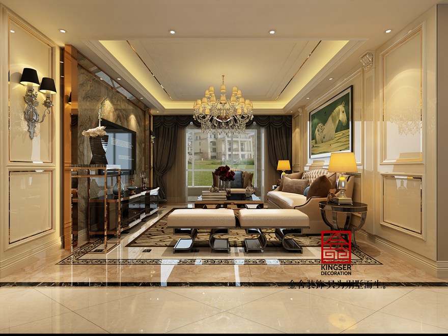 中冶德賢公館裝修-簡(jiǎn)歐風(fēng)格-客廳