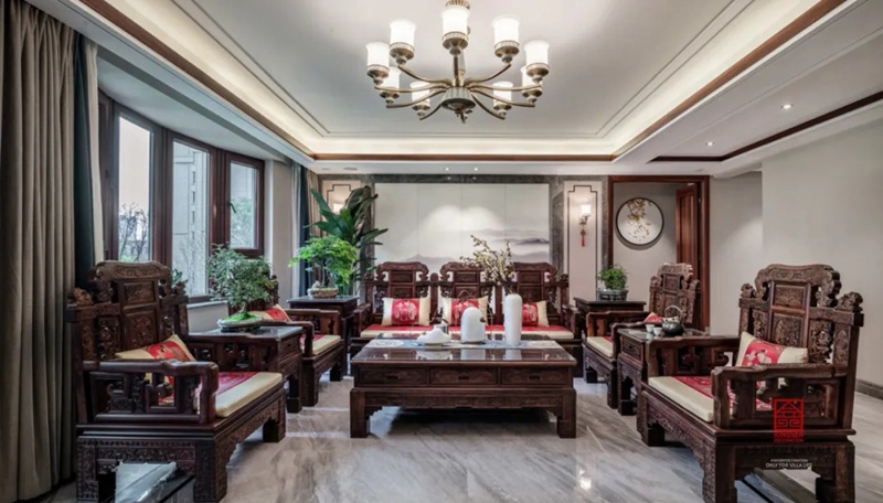 天山國(guó)賓壹號(hào)188平米裝修-中式風(fēng)格-客廳