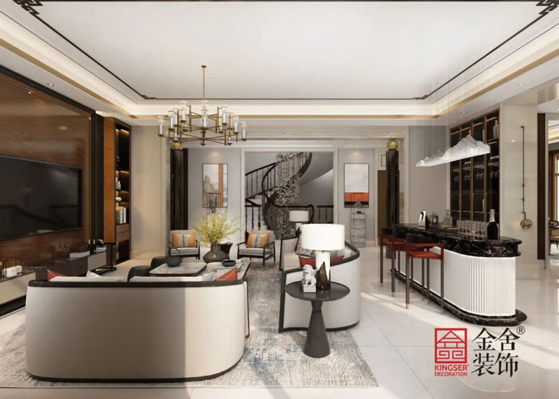 西山林語1400㎡新中式別墅裝修實(shí)景