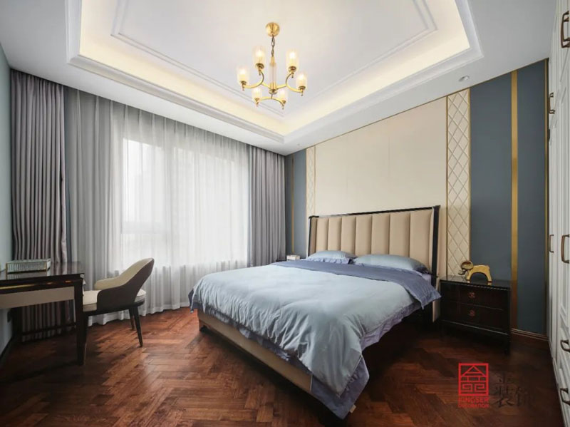 榮盛華府輕奢風格裝修實景圖-臥室