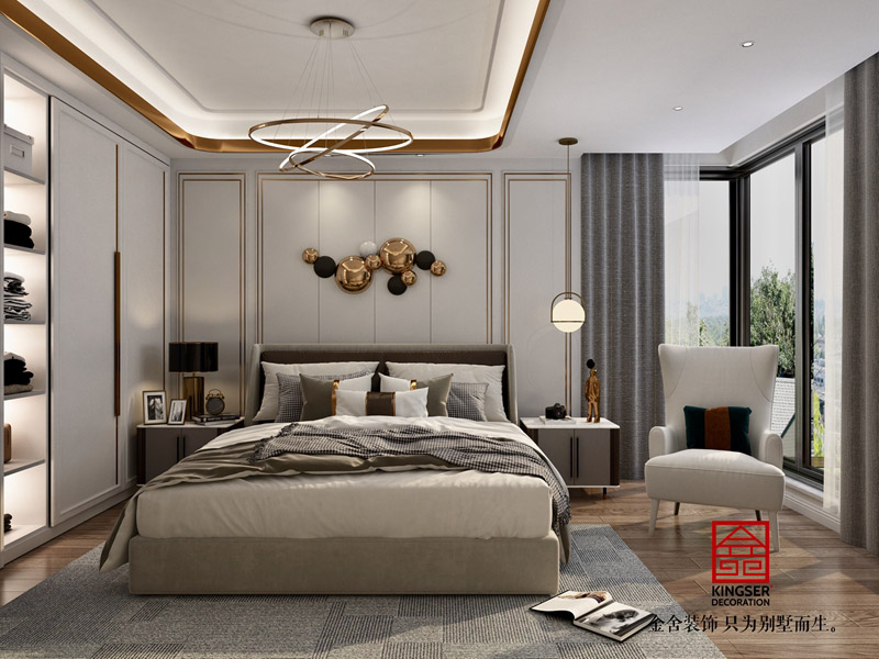 融創(chuàng)中心輕奢風格臥室效果圖