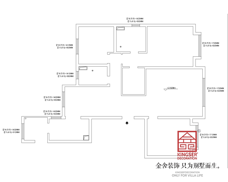 ?融創(chuàng)江坪園160平三室兩衛(wèi)戶(hù)型原始平面圖