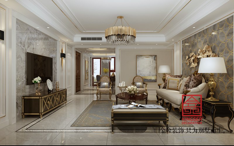 榮盛華府歐式風(fēng)格客廳裝修設(shè)計