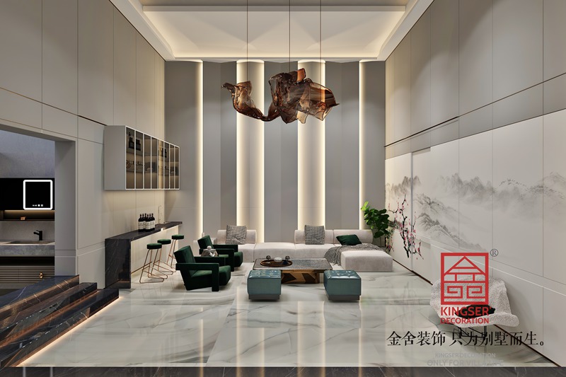 在新中式別墅裝修中，如何突出空間的層次感？